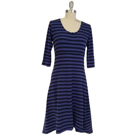 Horny Toad & Co. Stretchy Foxtrot Dress Size S Purple Blue Stripe Hi Low Hemline - Picture 1 of 10